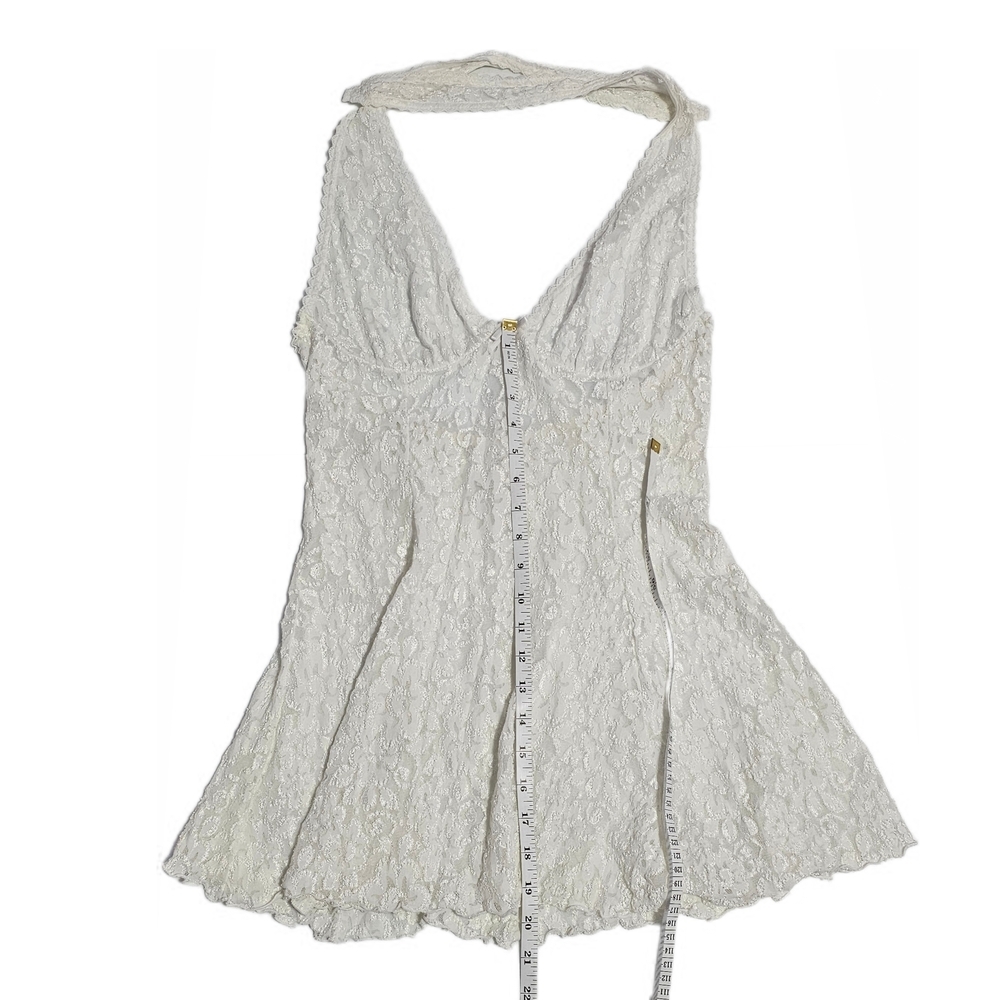 Escante Elegant Vintage Lace White Halter Babydoll Lace Lingerie Dress - Picture 12 of 14